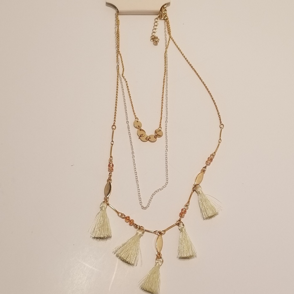 Short Layered Necklace with Tassels - A New Day